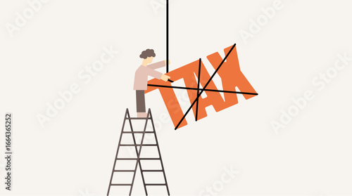 Man working with tax, finance illustration