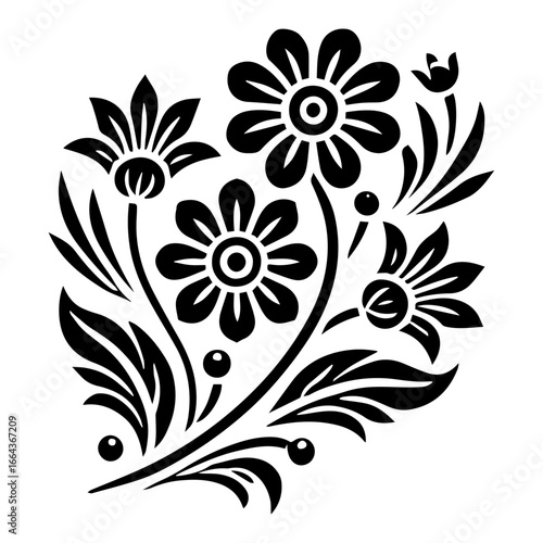 Flwer vector black and whit background trending design, pattern 