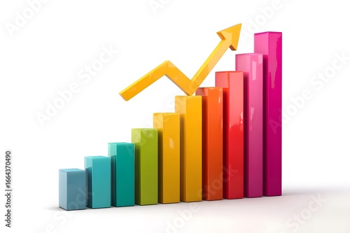 Colorful bar chart with a rising yellow arrow. Free Download Colorful bar chart with a rising yellow arrow. - GFXLoad