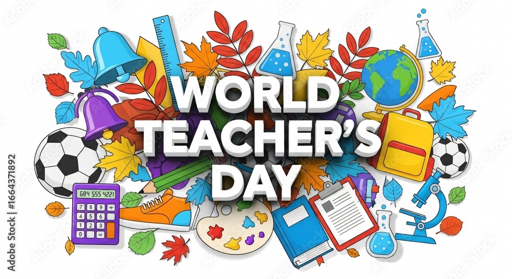 Fototapeta premium World Teachers Day Colorful Celebration Graphics for Educators