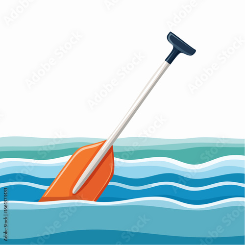Orange Paddle In Water Illustration