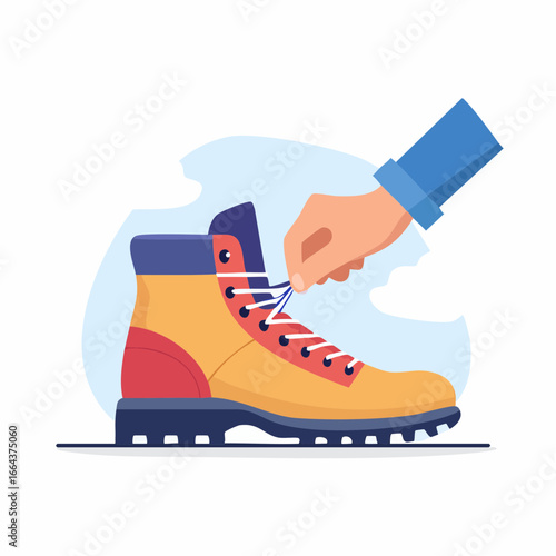 Hand Tying Hiking Boot Lace