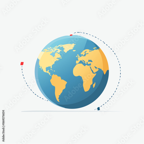 Flat Design World Globe Illustration
