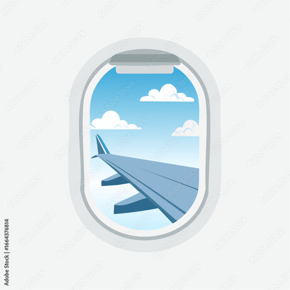 Obraz premium Airplane Window View Of Blue Sky With Clouds
