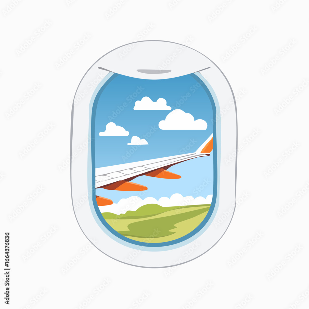 Fototapeta premium Airplane Window View Pixel Art Illustration