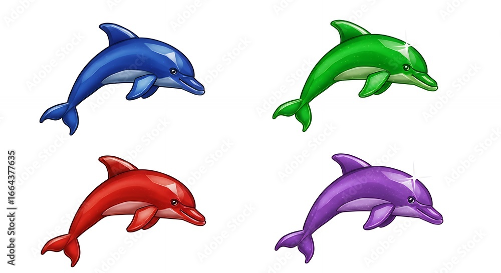 Naklejka premium Colorful jumping dolphins illustration