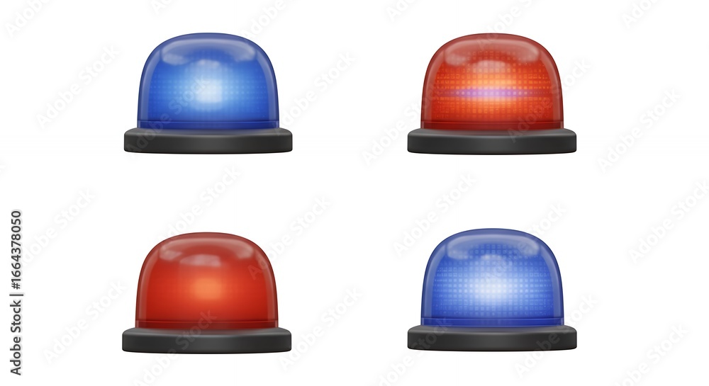Fototapeta premium Four red and blue emergency lights