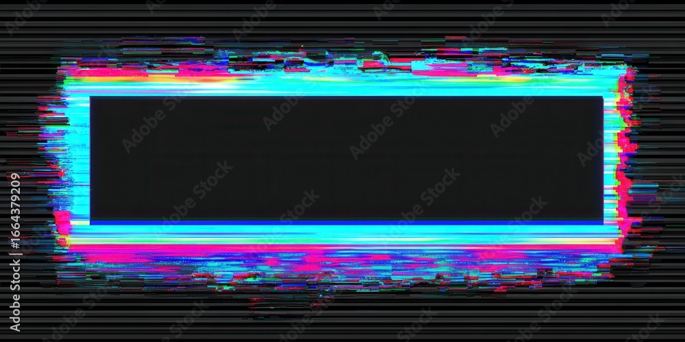 Obraz premium Abstract digital glitch effect rectangle frame in cyber style