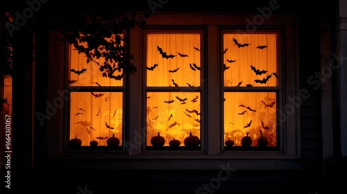 Wallpaper Mural Halloween window decor at night Torontodigital.ca