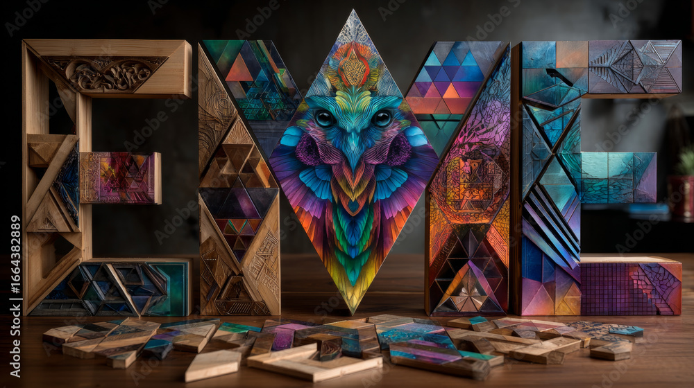 Fototapeta premium Tangram puzzle game. Set with english alphabet.