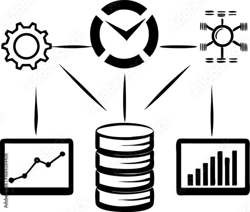 Visualizing Data Processing Connecting Time, Analysis, and Statistics to Data Storage, Illustrating Relationships