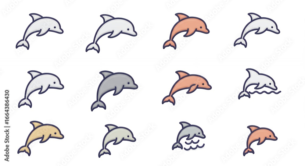 Obraz premium Cartoon dolphin illustrations