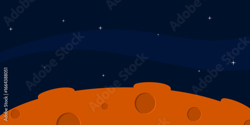 Cosmic Night Sky Illustration with Moon and Stars