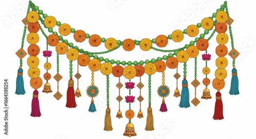 Intricate floral toran illustration for festive occasions celebration events