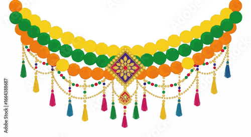 Festive colorful beads and tassel decoration for celebrations and special