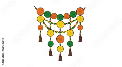 Artistic hanging decoration illustration of handcrafted garland ornaments