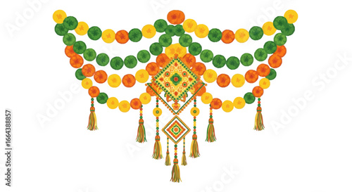 Festive toran with vibrant beads and tassels for cultural decorations
