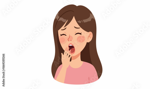 Vector Woman Experiencing Oral Pain A Depiction of Toothache, Discomfort, and Healthcare Concerns