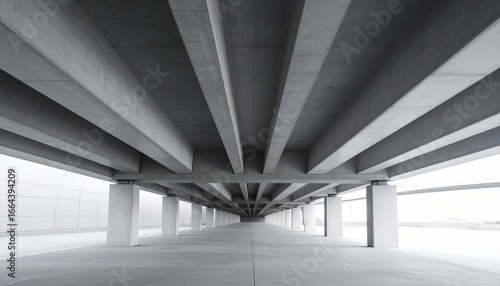 Grey Concrete Structure Beams and Pillars Underside