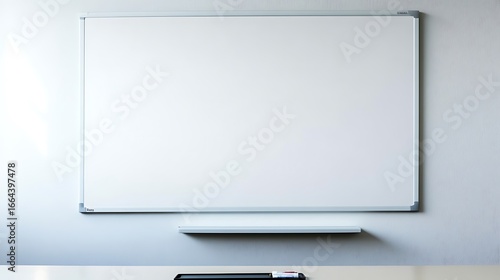 Blank whiteboard mounted on wall (3)