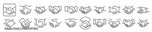 handshaking outline icon collection editable stroke .