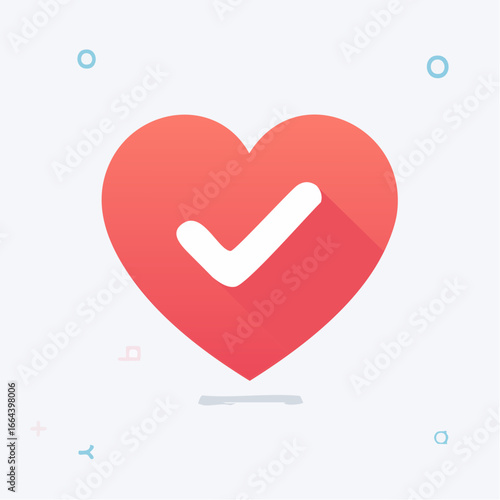 Red Heart Icon With White Check Mark