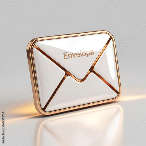 Elegant gold and white envelope icon, perfect for email marketing, business correspondence, and branding.