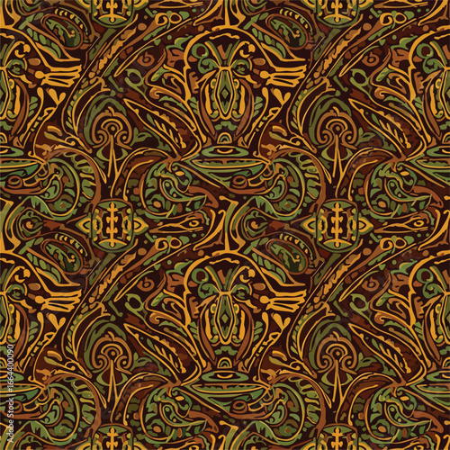 Seamless Pattern, Ornamental seamless pattern with ethnic motifs in earth tone colors Stock royalty free