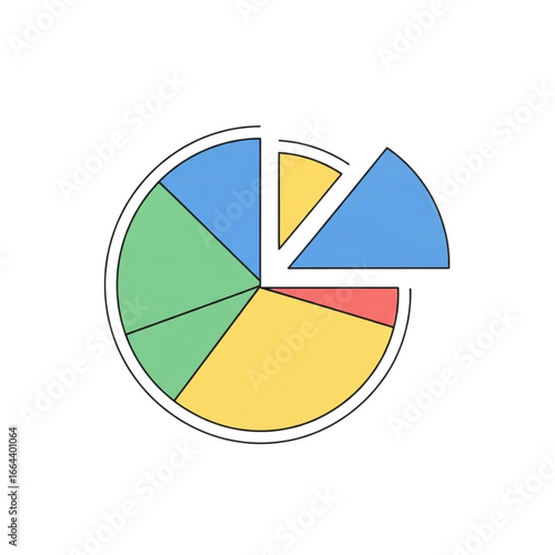Free Download Colorful pie chart graphic illustrating data segmentation and financial analysis with exploded slice transparent background - GFXLoad