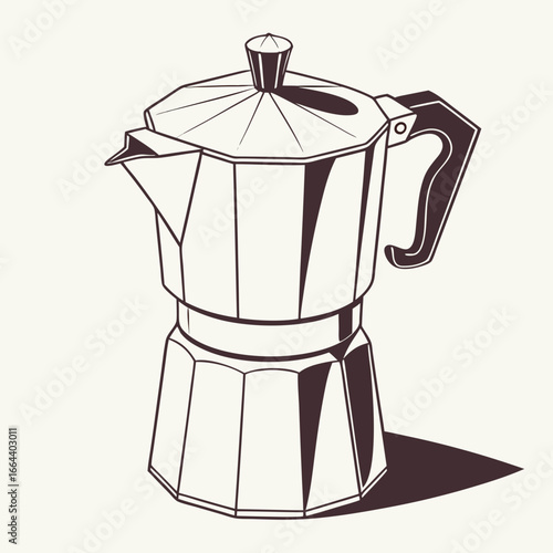 Classic italian moka pot for brewing espresso coffee on a light background