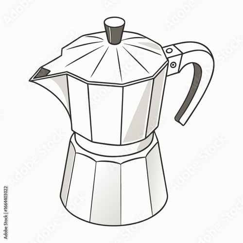 Classic italian moka pot for brewing rich espresso coffee on a white background