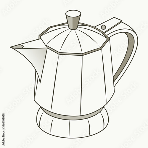 Classic italian moka pot for brewing espresso coffee on a stove top isolated on white