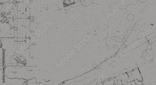 Architectural Blueprint Overlay with Distressed Texture for Background Use