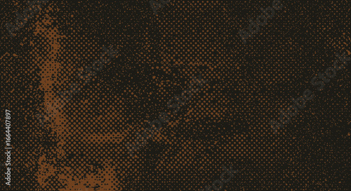 Distressed halftone pattern in brown and black for background design purpose