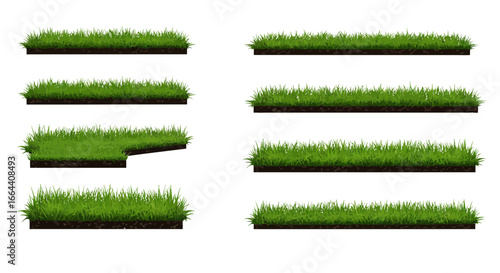 Lush green grass patches for landscaping and environmental design elements