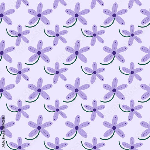 seamless pattern with purple flowers