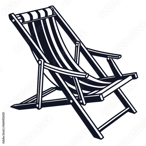 Classic striped deck chair on a white background