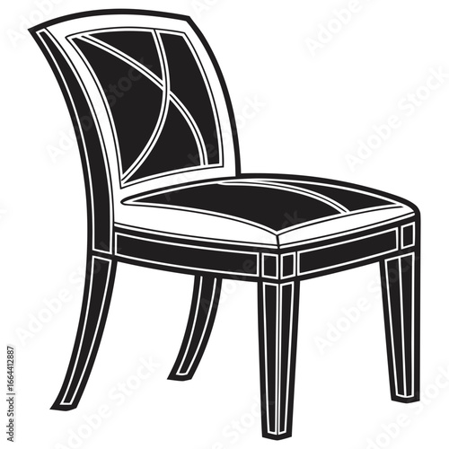 Elegant black and white vector illustration of a classic dining chair