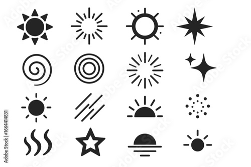 Sun and Star Icon Set Vector