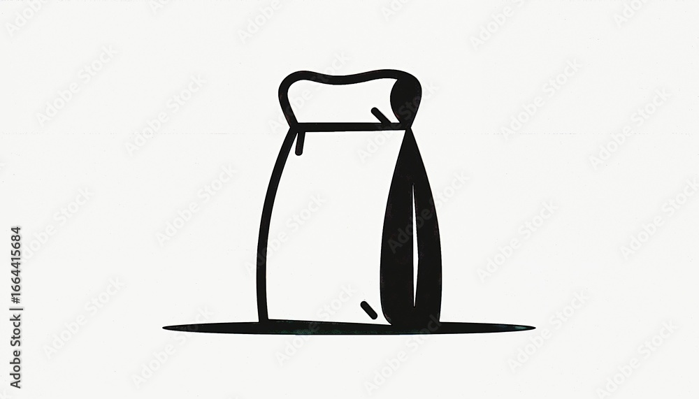 Obraz premium Black paper bag icon on minimalist background for shopping and packaging design concepts