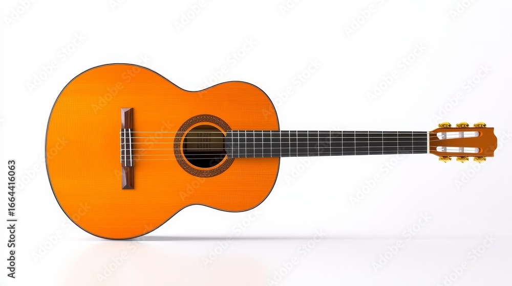 Obraz premium Acoustic wooden guitar classic stringed musical instrument isolated on white background