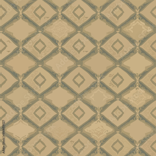 Seamless Pattern, Distressed diamond pattern in muted earth tones creating a vintage inspired design Stock royalty free image.