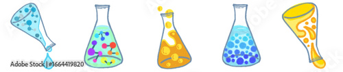 Science Erlenmeyer Flask PNG Clipart with Colorful Liquids