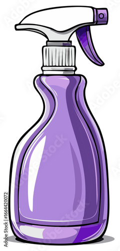 Lilac Spray Bottle with Trigger Nozzle for Cleaning or Gardening, Illustration for Disinfection, Air Freshener, or Plant Care.
