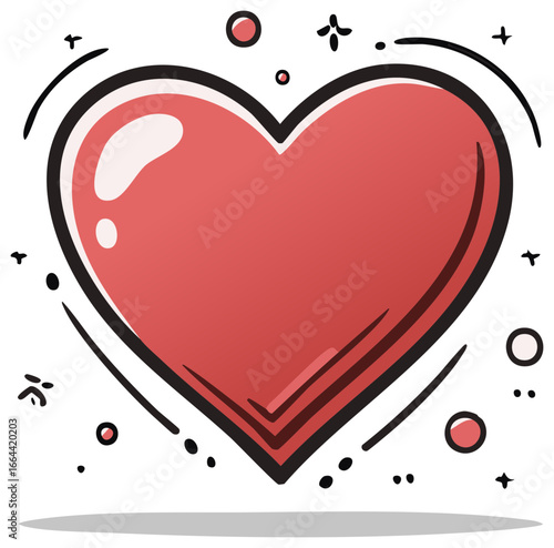 Charming Heart Doodle with playful accents conveys affection, love, romance for Valentine's day celebrations