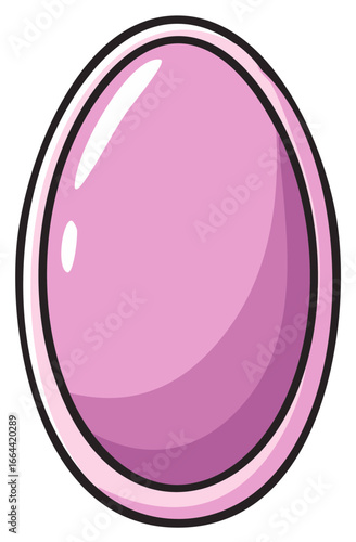 Shiny pink purple oval cabochon or Easter egg cartoon design element