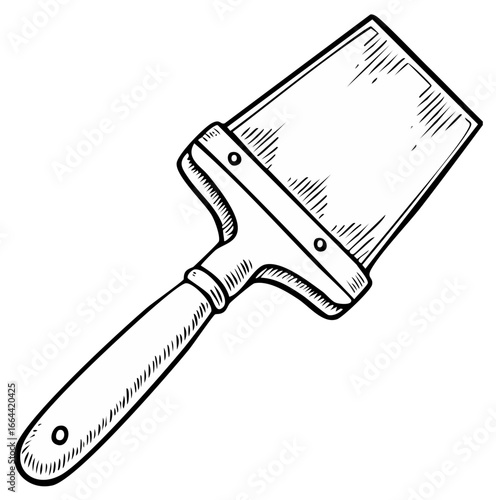 Illustration of a masonry trowel with a wooden handle and metal blade