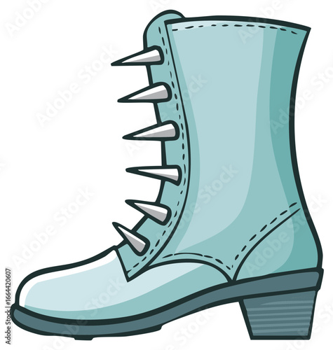 Light Blue Spiked Boot - Fashionable footwear with edgy metal studs for a trendy and bold statement piece.