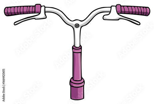 Cartoon Style Purple Scooter Handlebars with Brake Levers Isolated Illustration Fun Vehicle Part
