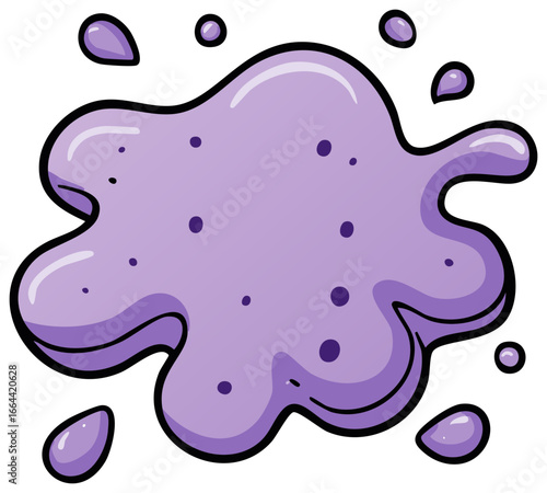 Purple blob with splashes and dark dots illustration